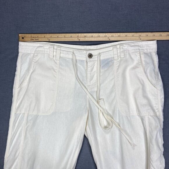 Norma Kamali Linen Pants Womens XL Ivory Straight Leg Breathable Casual Comfort - Picture 8 of 13